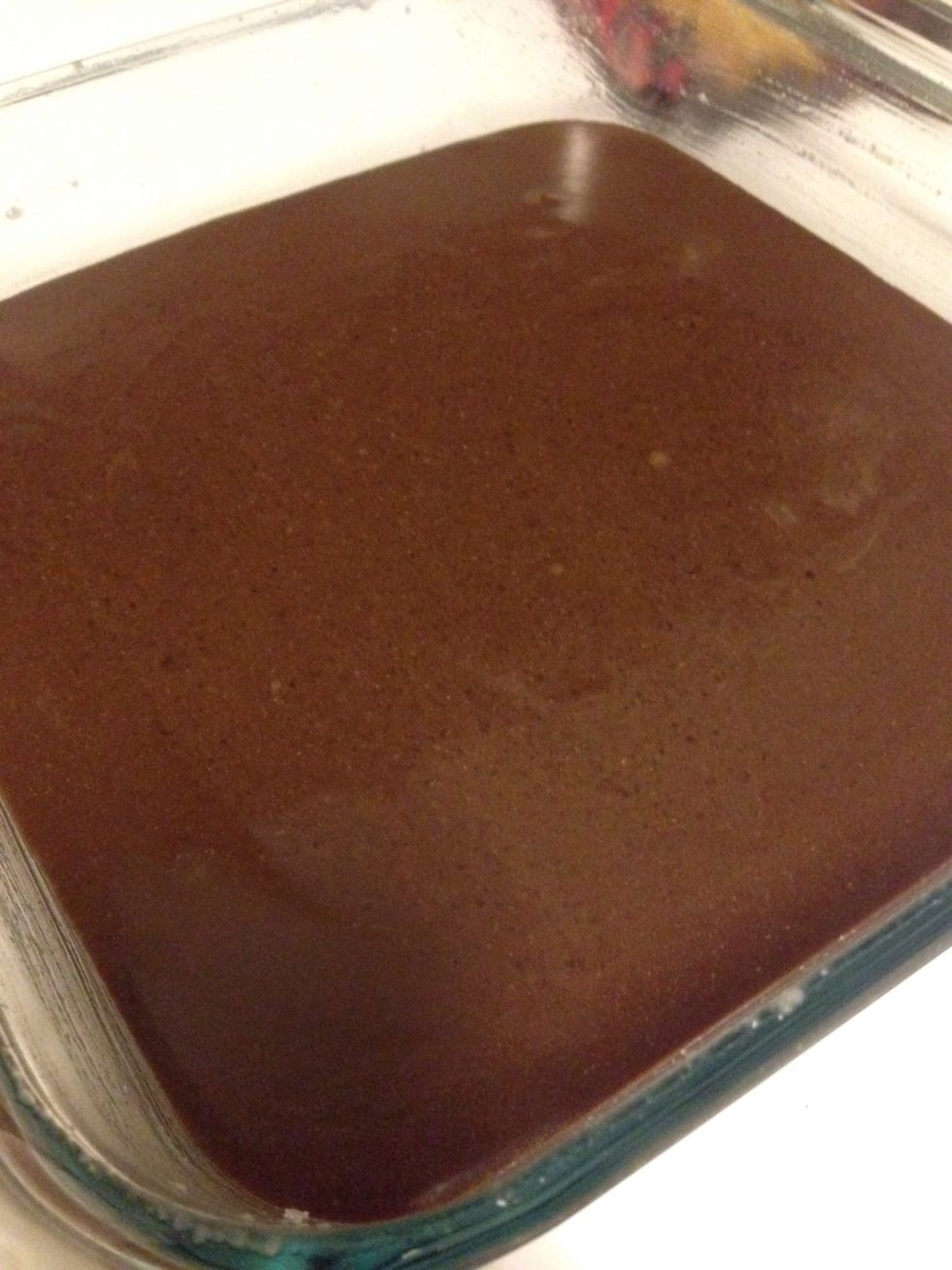 Pour into a greased 8"x8" pan and smooth out.