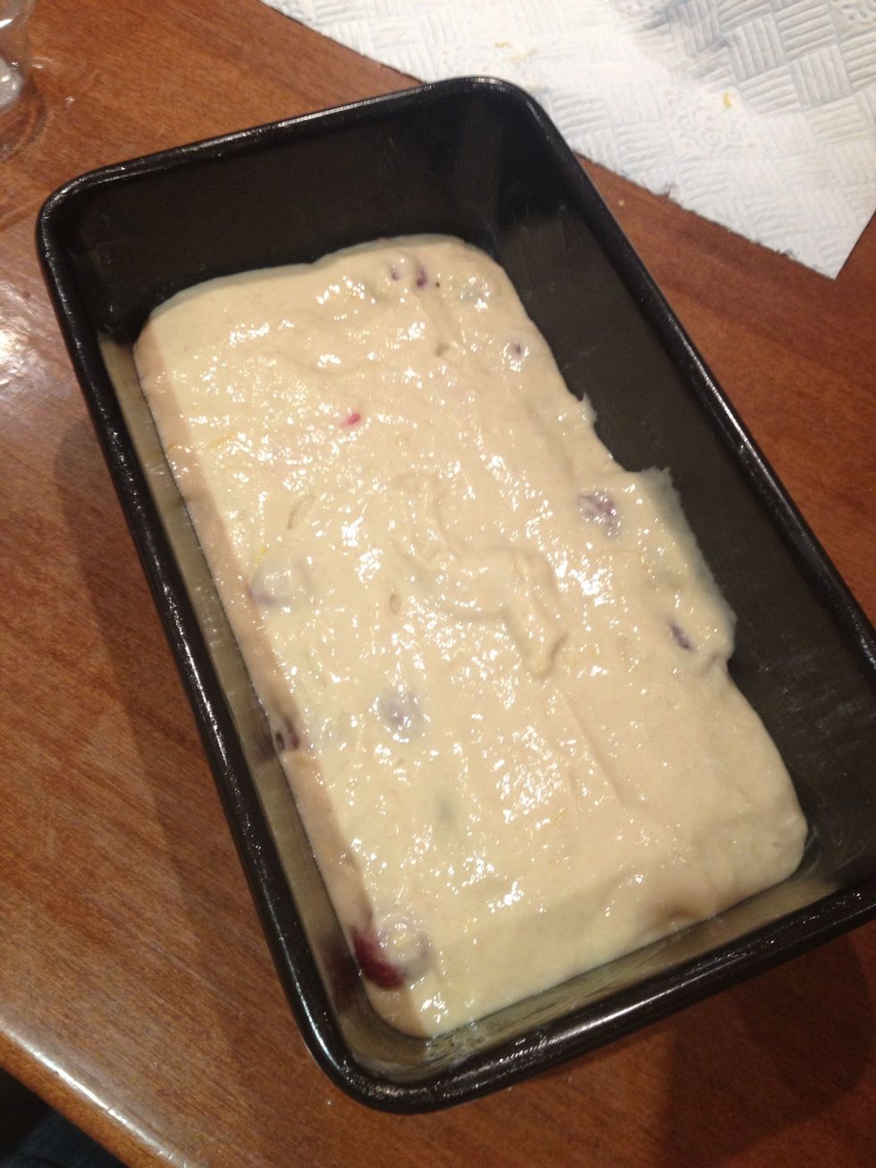 pour into a greased loaf pan.