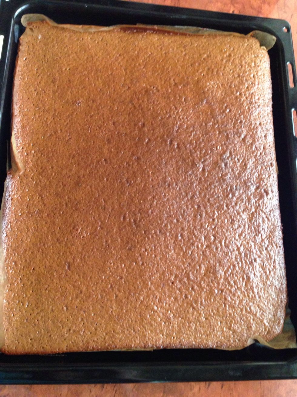 Pour into a greased pan and bake 30-40 minutes, until a toothpick inserted in it comes out clean