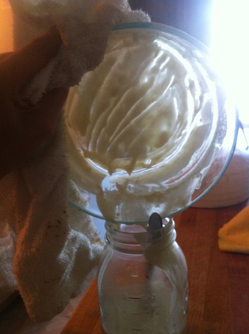 Pour into a jar. This will keep for a couple weeks in the fridge.