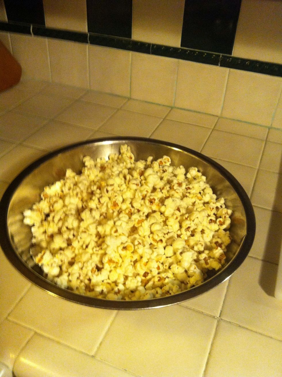 Pour into bowl and take out extra kernals
