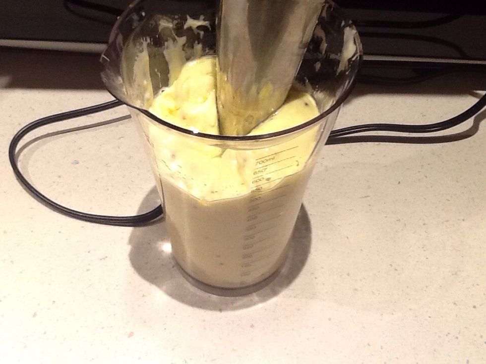 Pour into container. Keeps in frig 2 weeks or so if you don't eat it up fast!