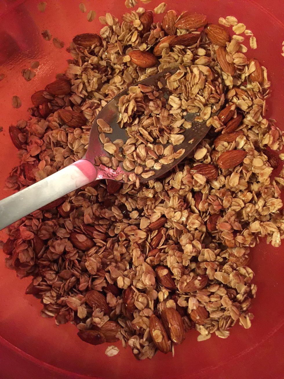 Pour into dry ingredients and toss to coat everything