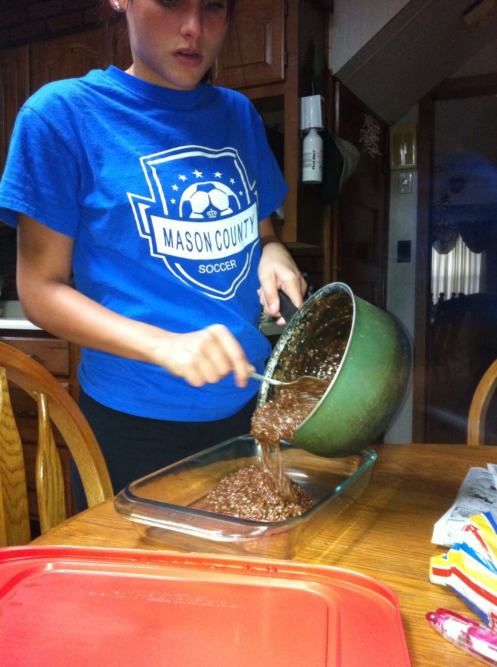 Pour into glass pan.