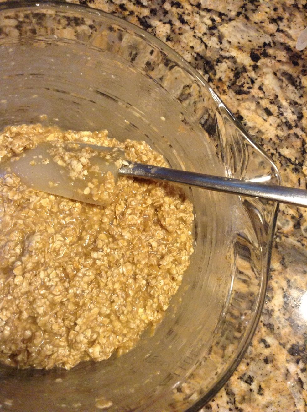 pour into lightly greased dish. At this point you could add dried cherries, cranberries or white raisins. However our family like it just plain oats.