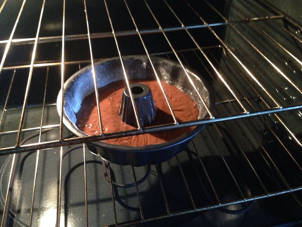 Pour into pan and bake for about 33-36 minutes.