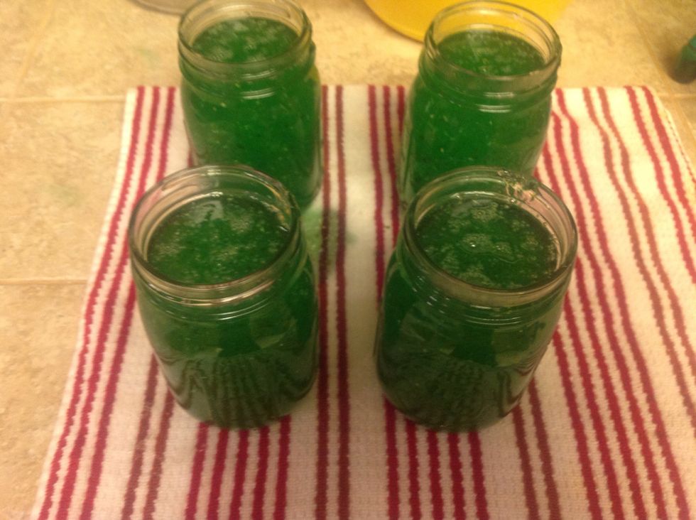 Pour into whatever size of jar you wish to use.