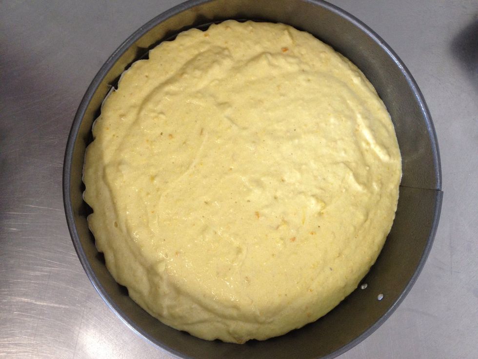 Pour into your prepared cake tin