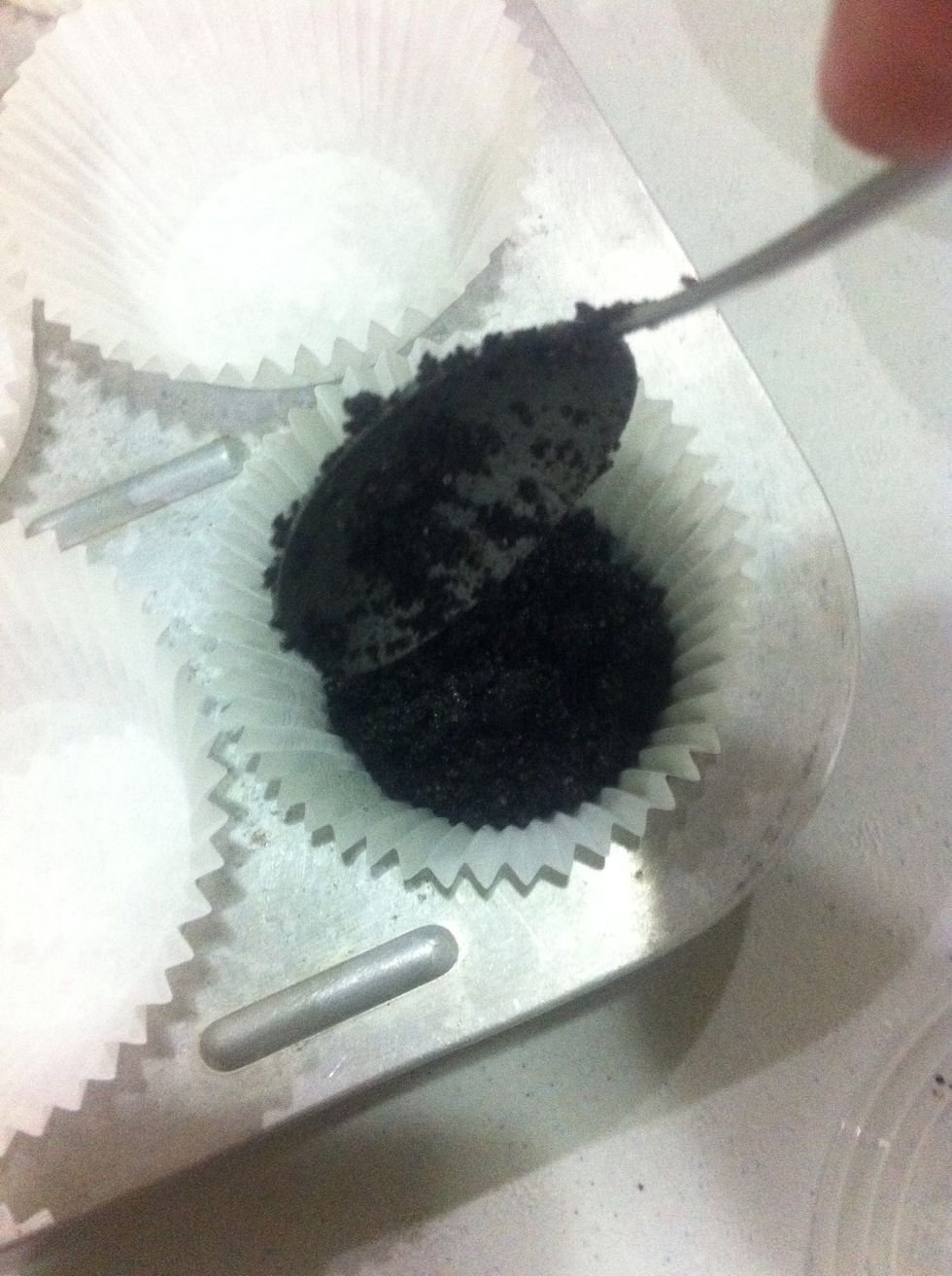 Pour into your prepared cupcake liner