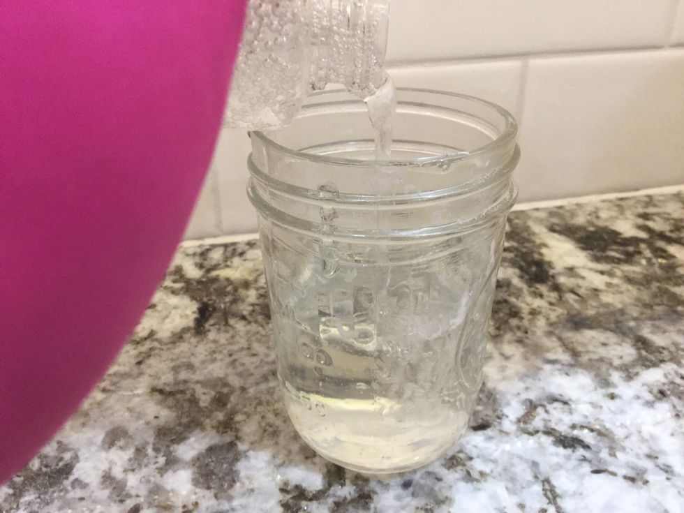 Pour it in the container/jar...