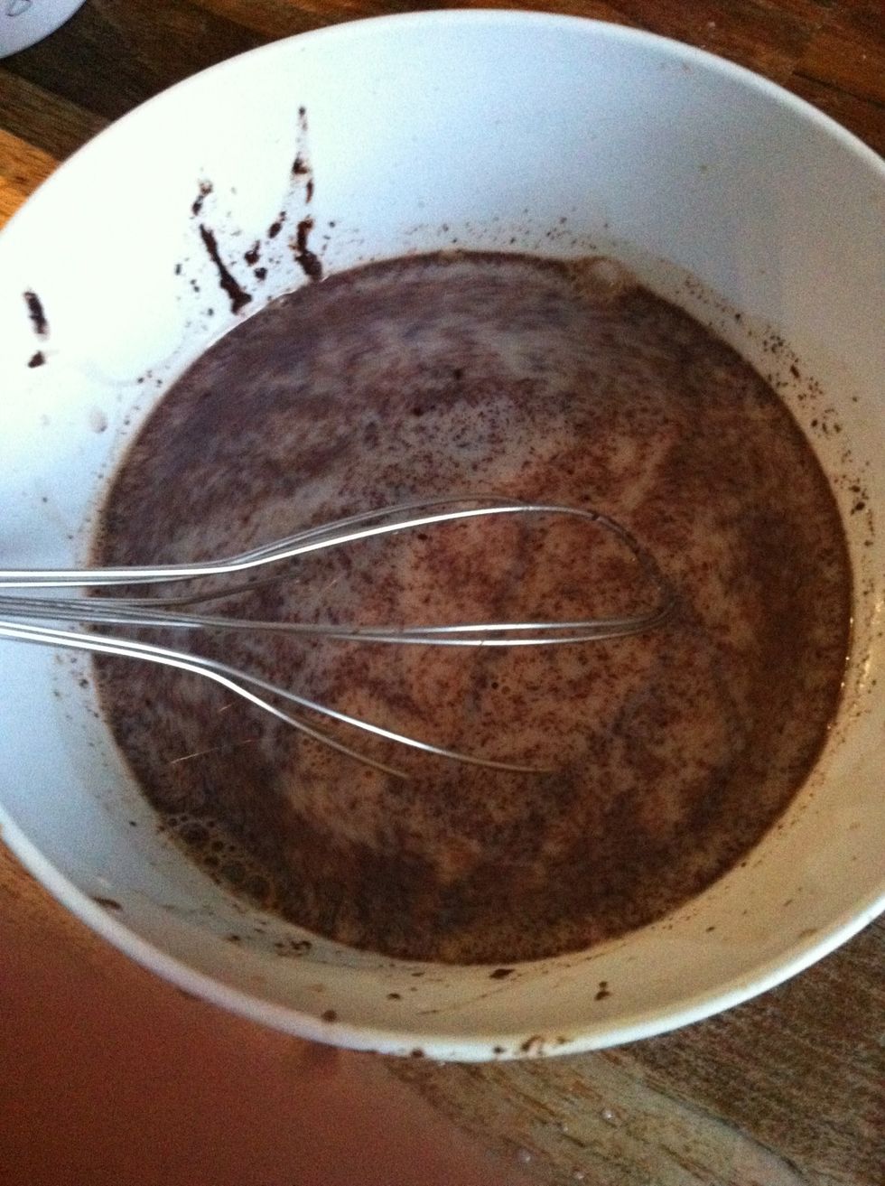 Pour it into a bowl and whisk it.