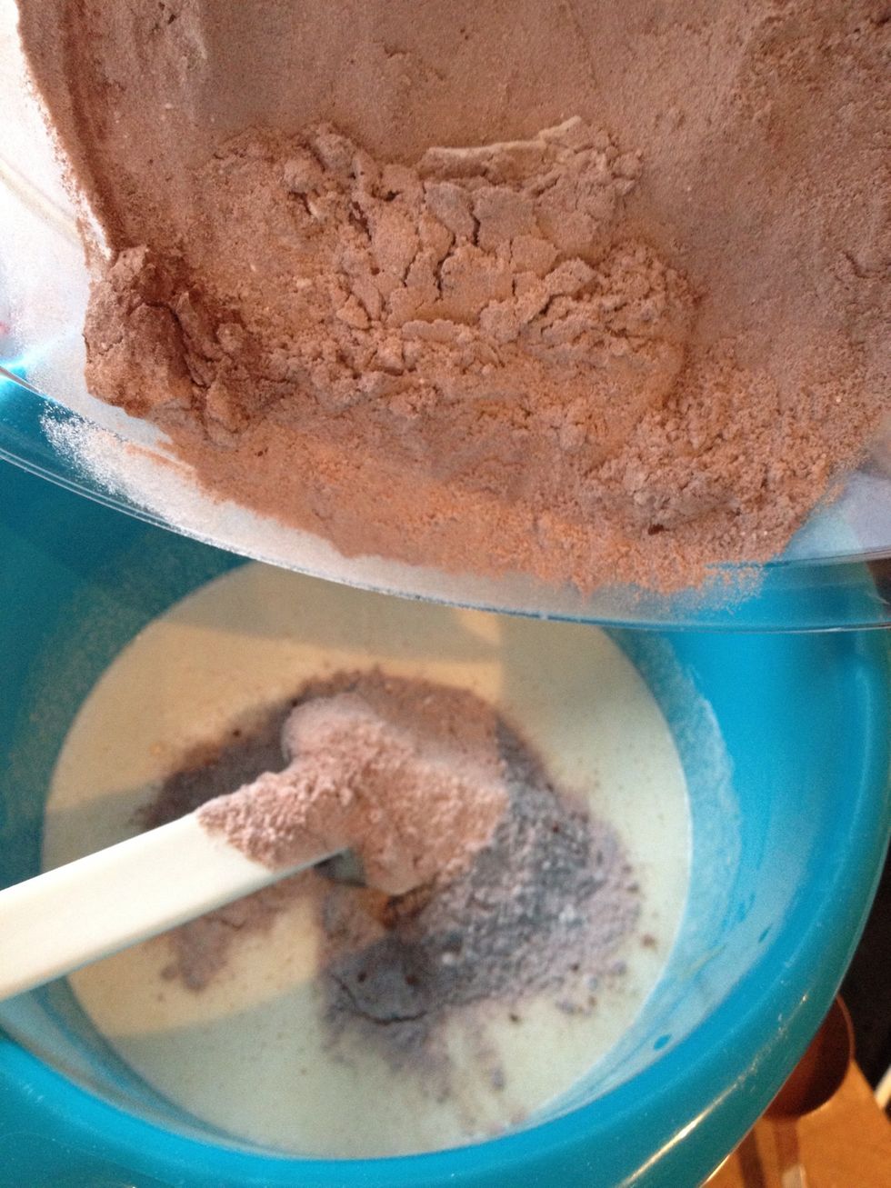 Pour it into the other mixture.