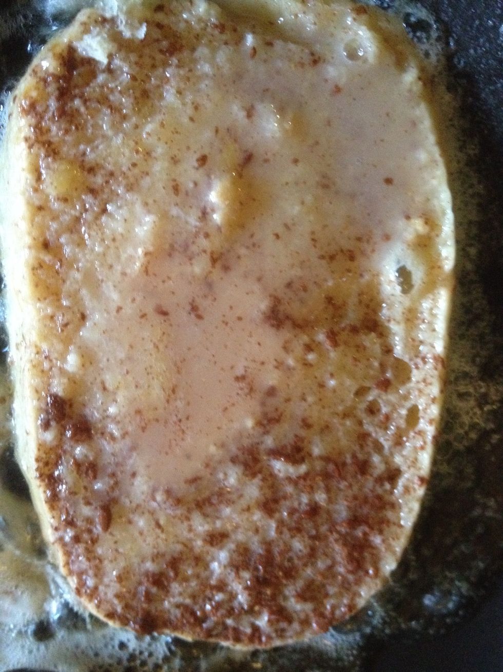 Pour it on top of the slices, this will crisp up.