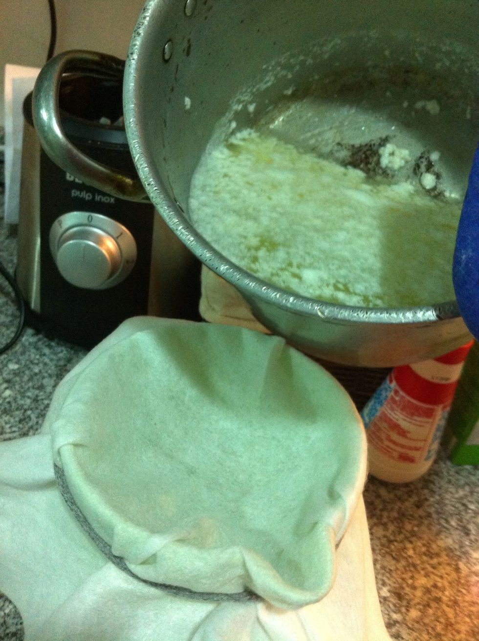 Pour it to your colander or cloth