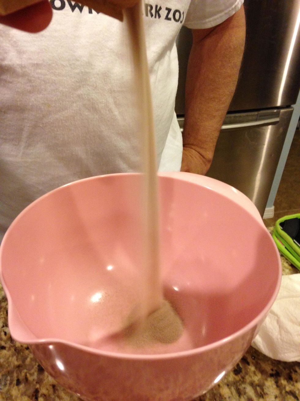 Pour Jello powder into the bowl