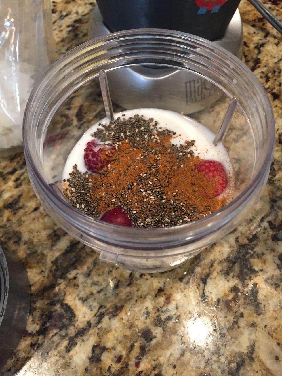 Pour just a little in because cinnamon is very strong so you don't want to have to much of it