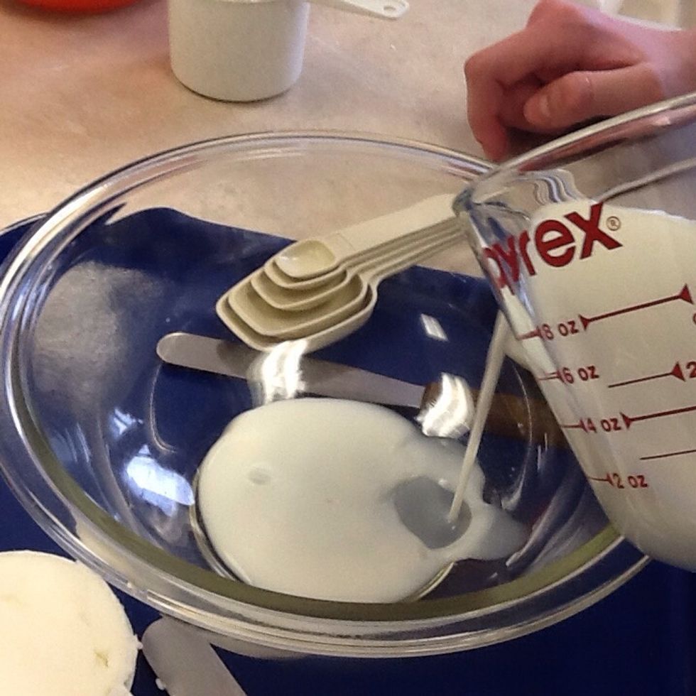 Pour milk in the same bowl
