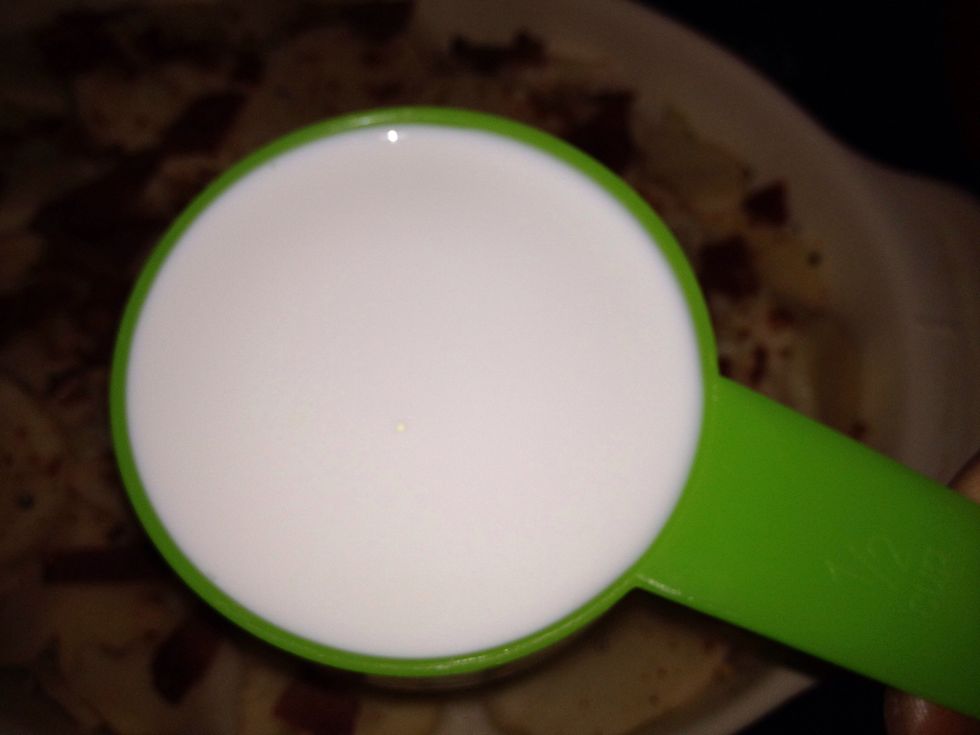 Pour milk on top