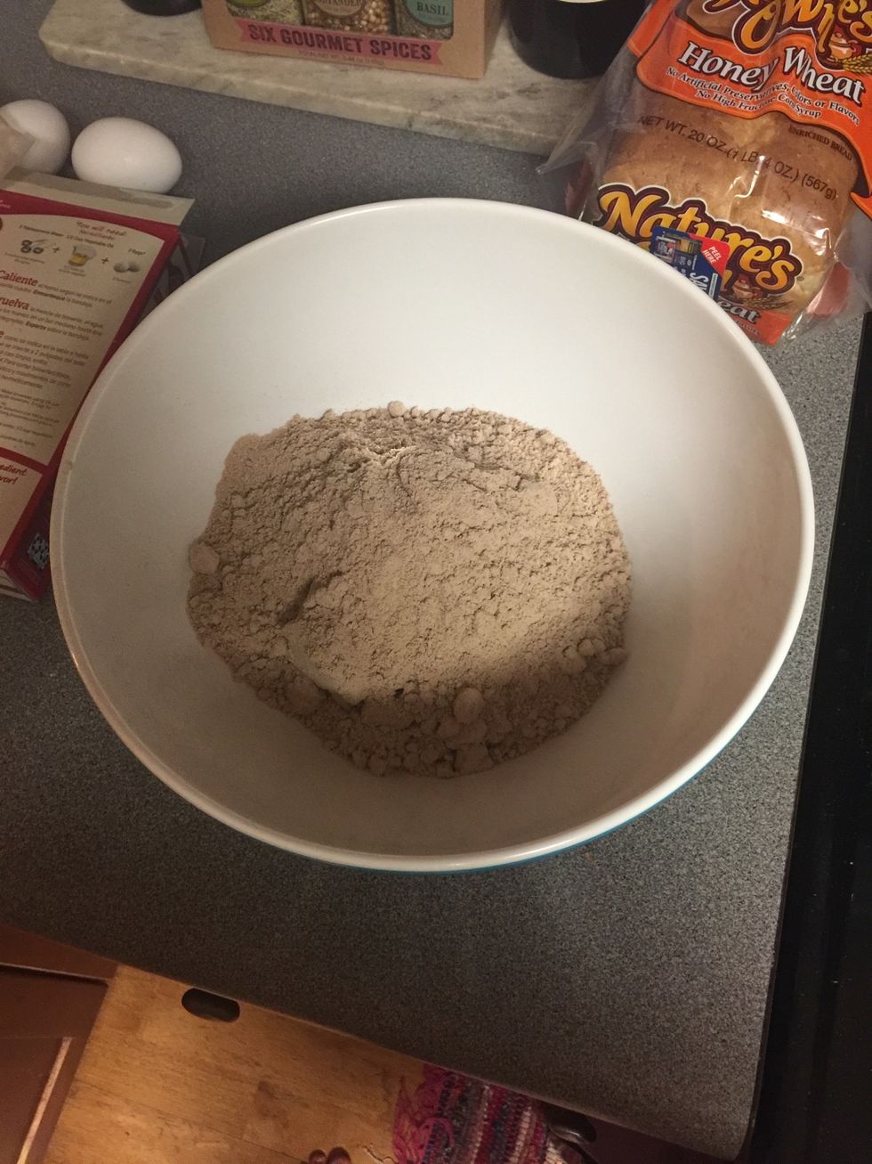 Pour mix into a large mixing bowl.