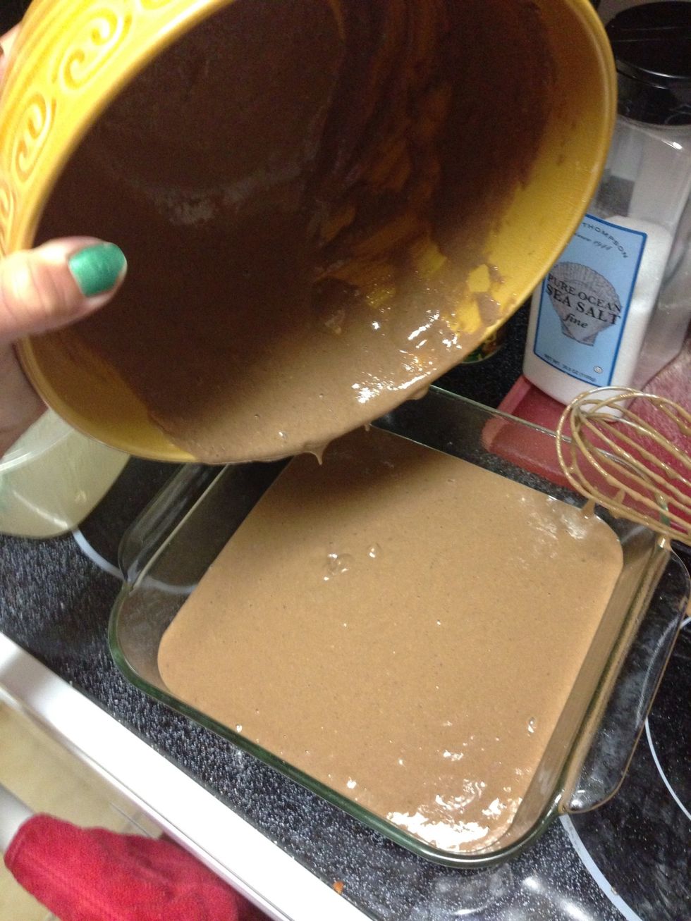 Pour mix into glass pan