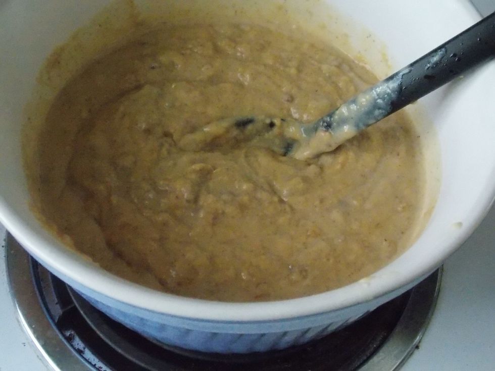 Pour mix into large bowl.