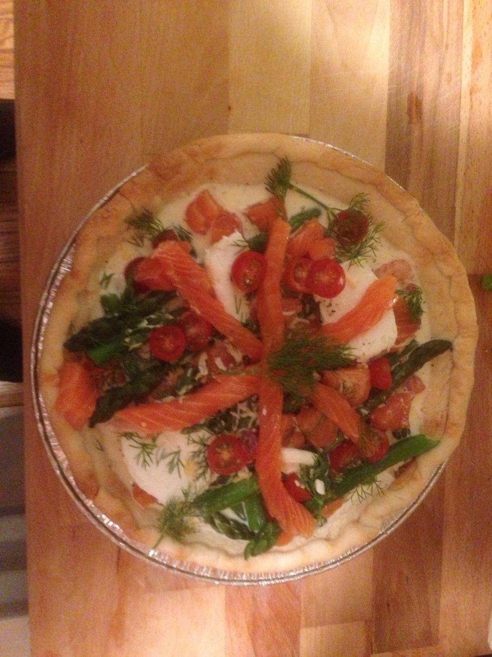 Pour mix on the pan and bake at 180\u2022C for 30-40min