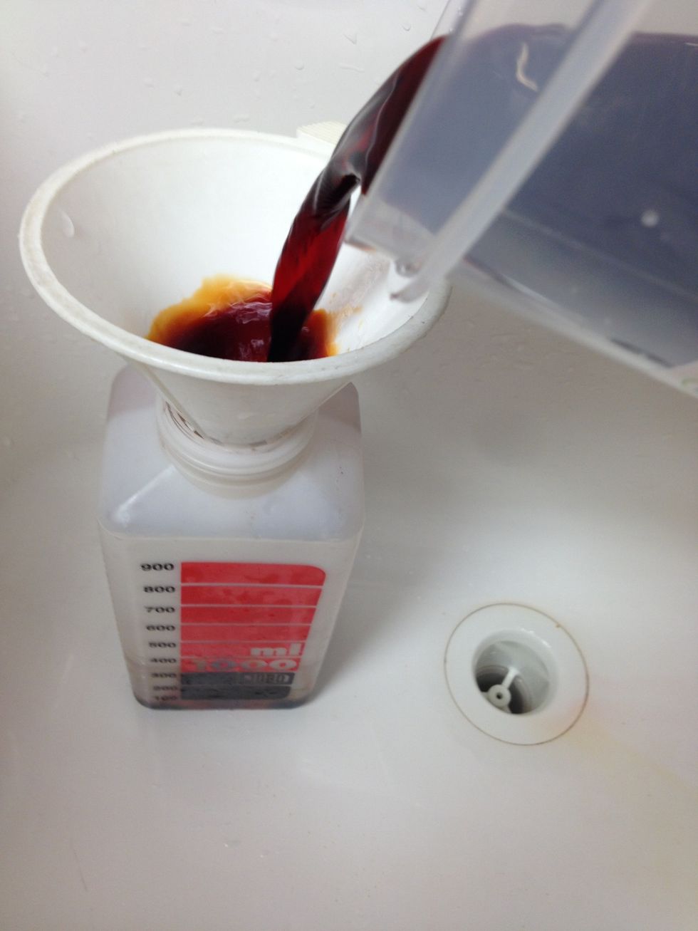 Pour mixed Blix into the Jobo bottle you previously labeled bleach/fix.