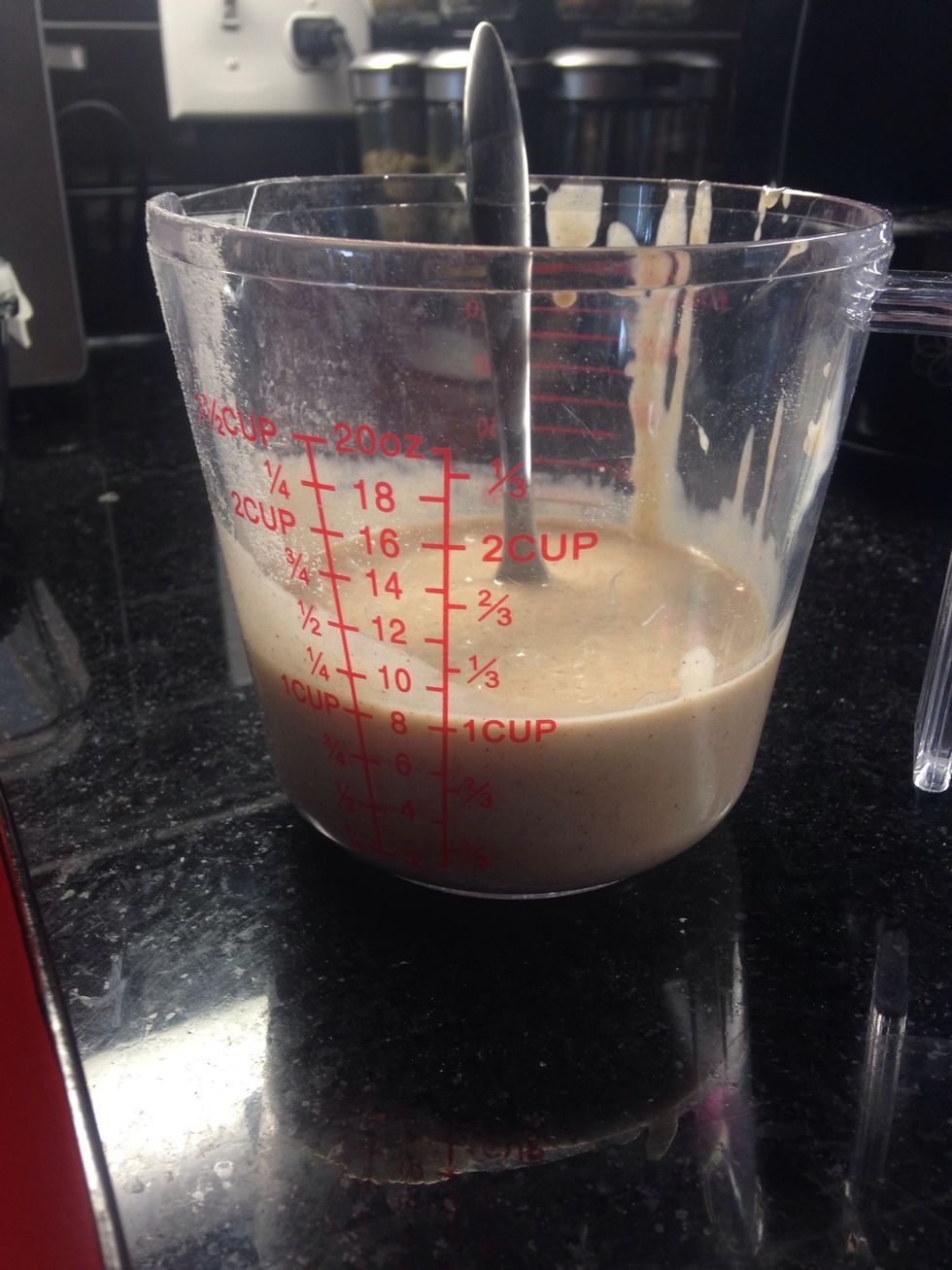 Pour mixture back into measuring cup. I like to use the measuring cup because it is more controlled.