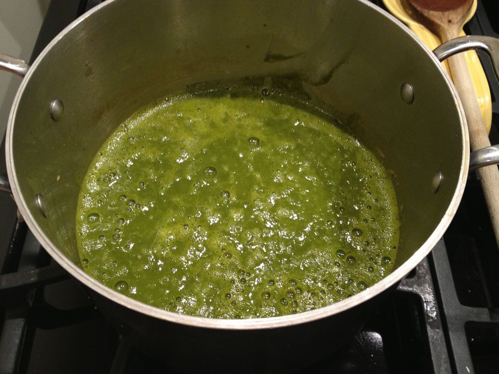 Pour mixture back into pot and heat for 10 minutes, or just until it begins to simmer.