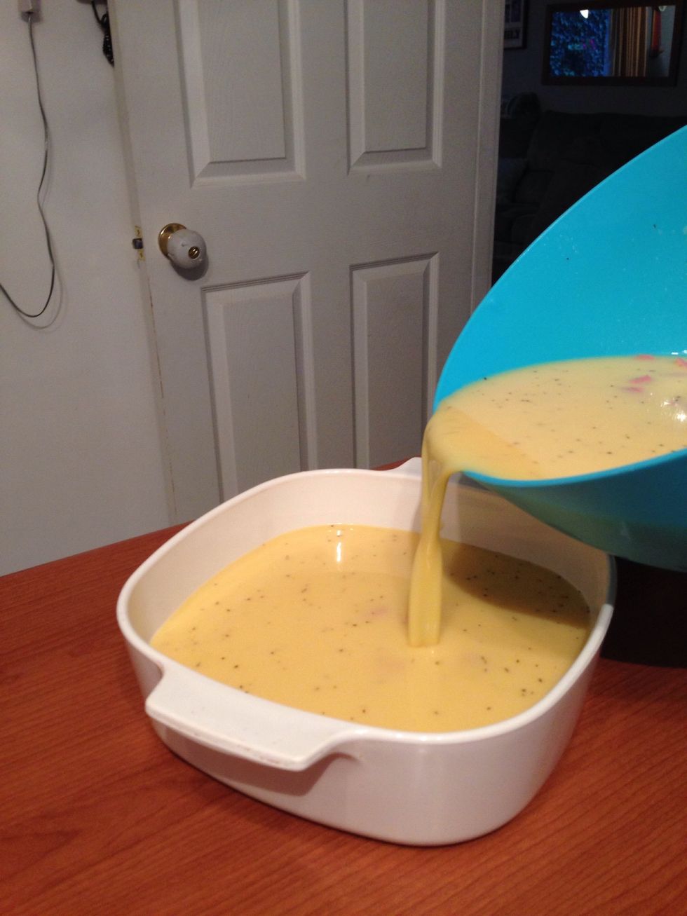 Pour mixture into a baking dish