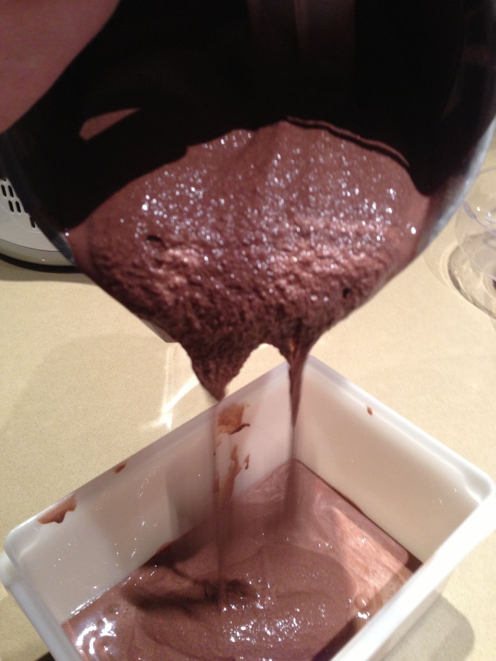 Pour mixture into an ice cream container