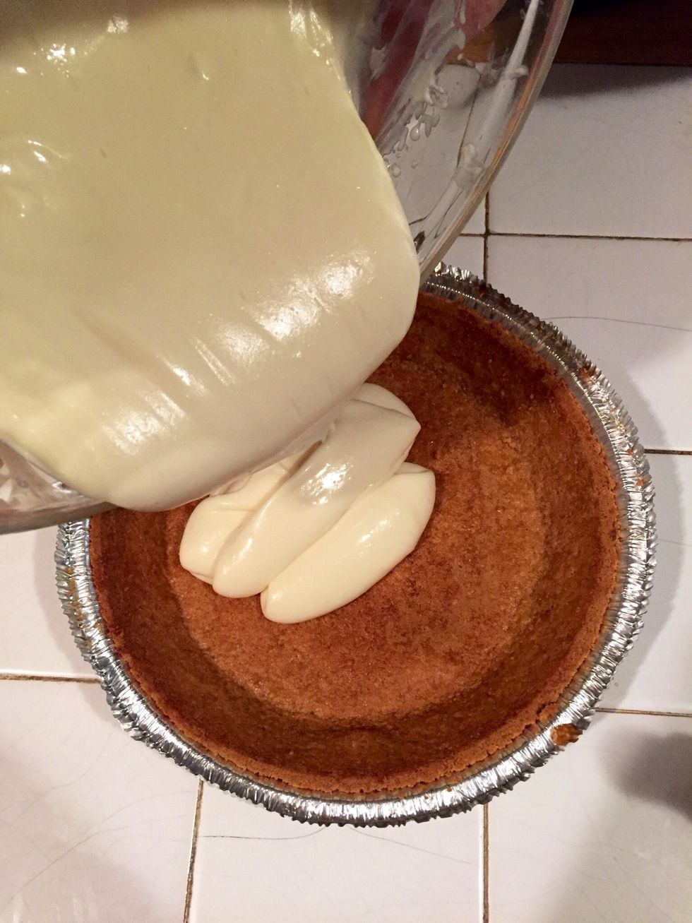 Pour mixture into baked pie crust