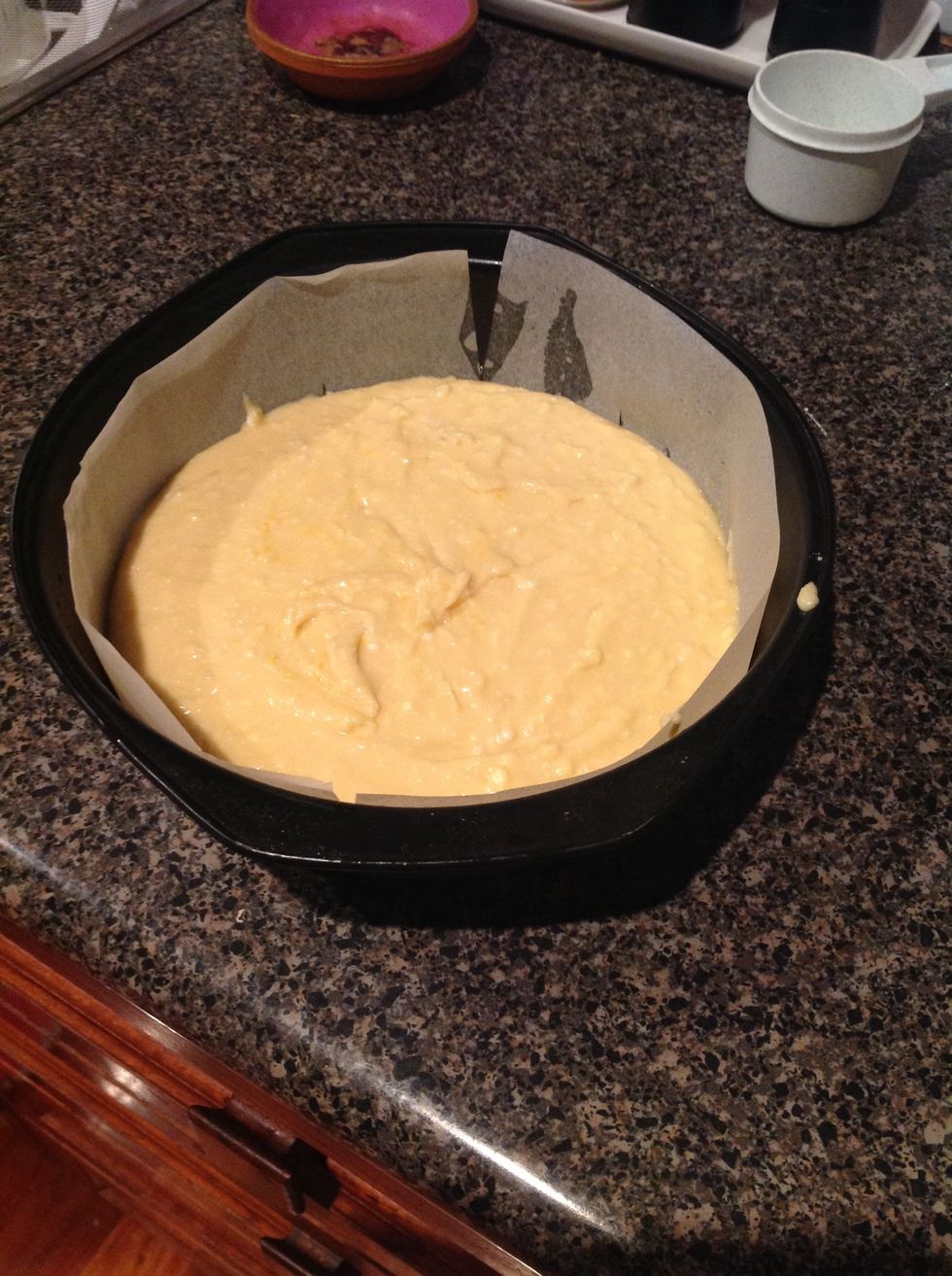 Pour mixture into pan.