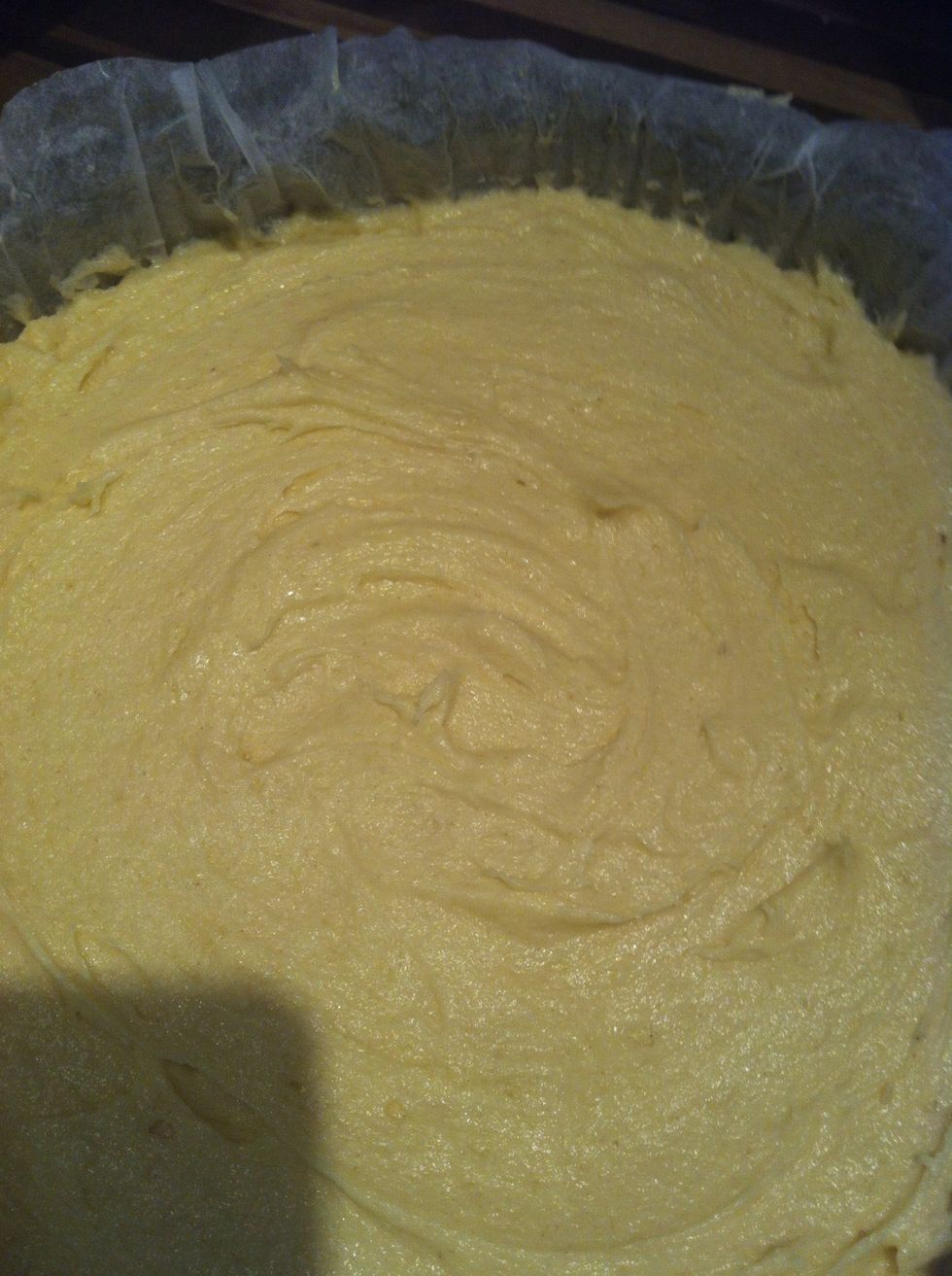 Pour mixture into the baking tin and place in the oven on the middle shelf at gas mark 5  for 25-35 minutes.