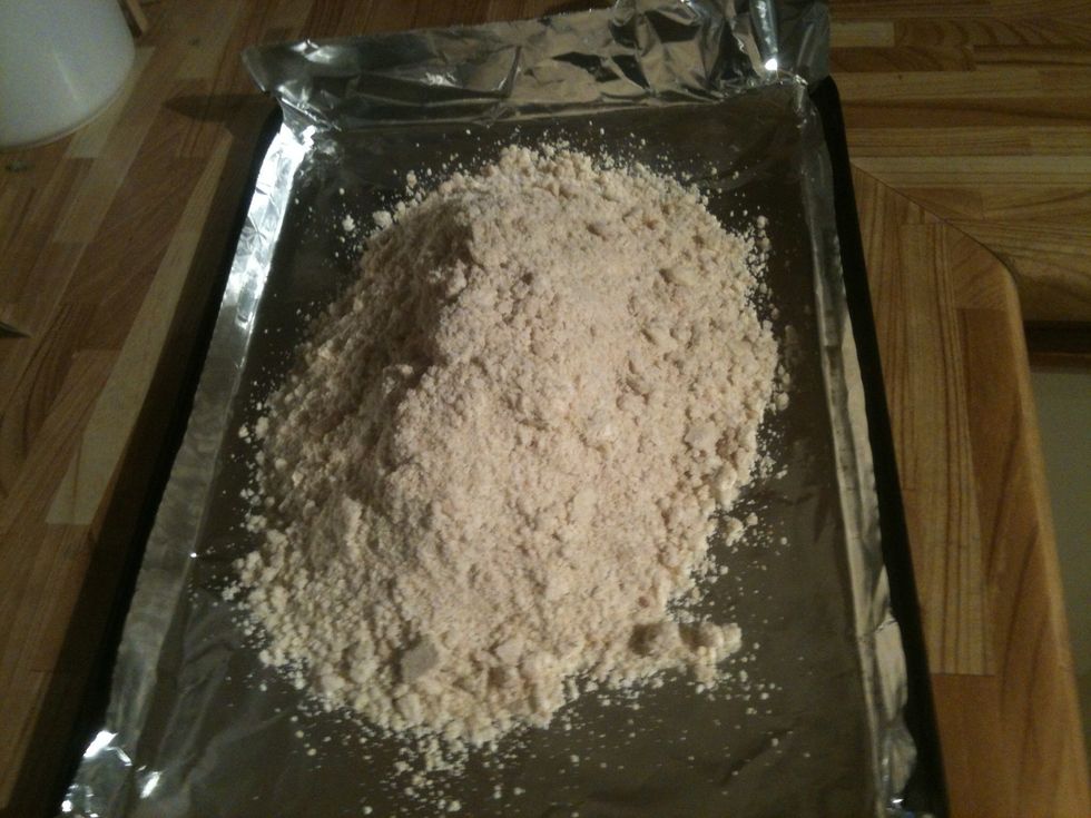 Pour mixture on cookie sheet.
