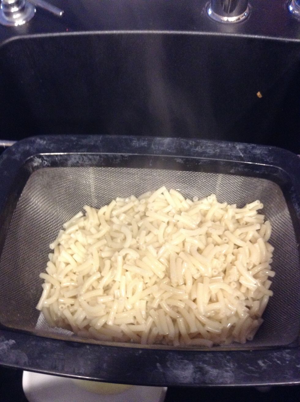 Pour noddles in a colander to get rid of the water