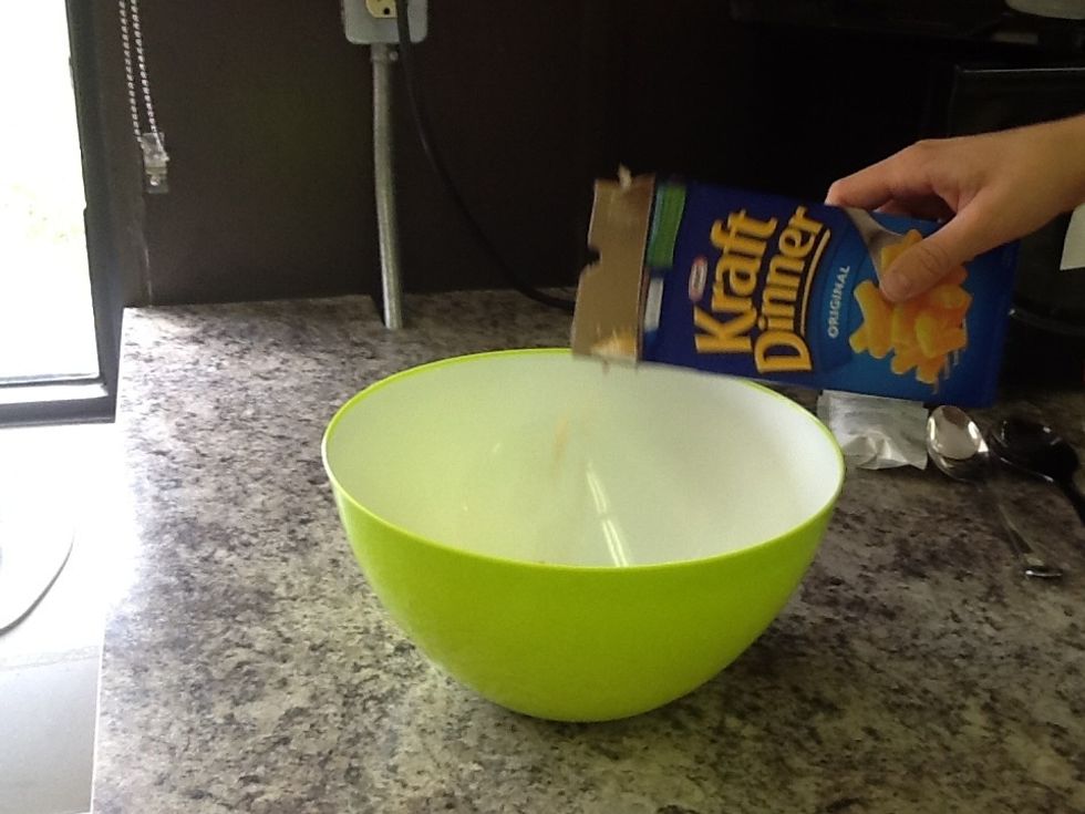 Pour noodles into bowl
