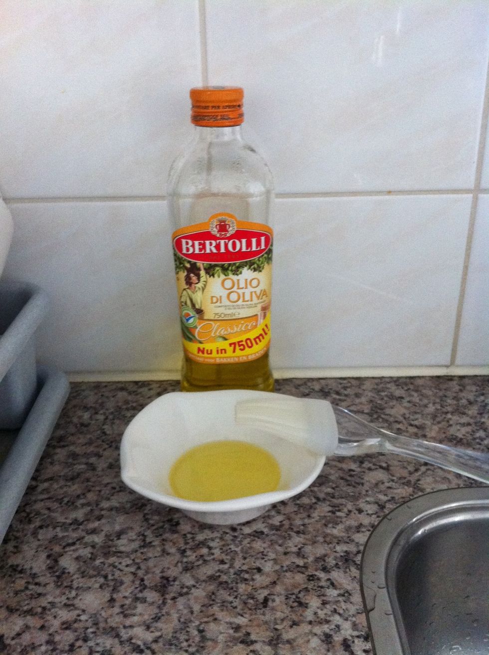 Pour olive oil on a bowl. You will need more than this, just add more.