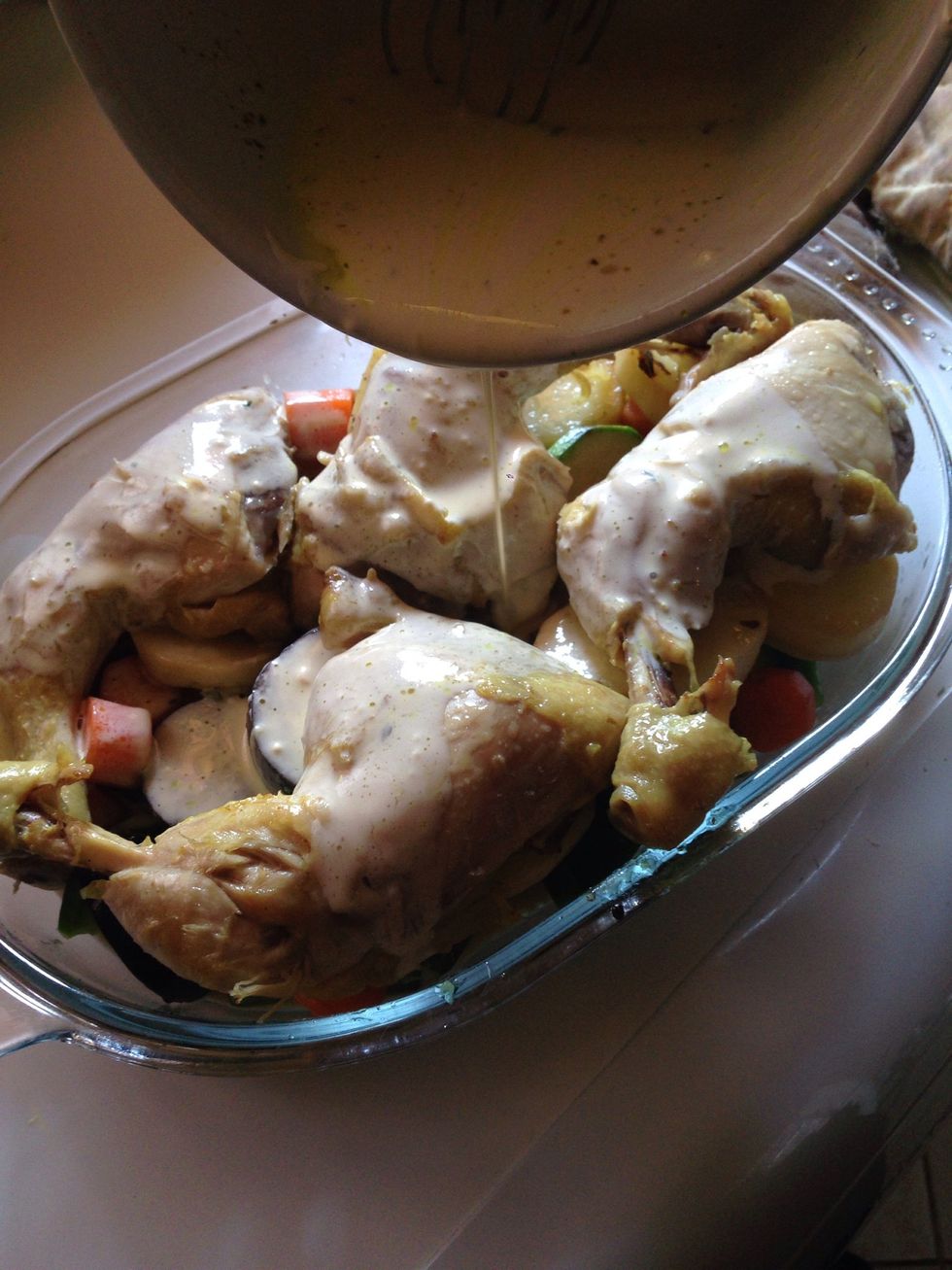 Pour on the casserole