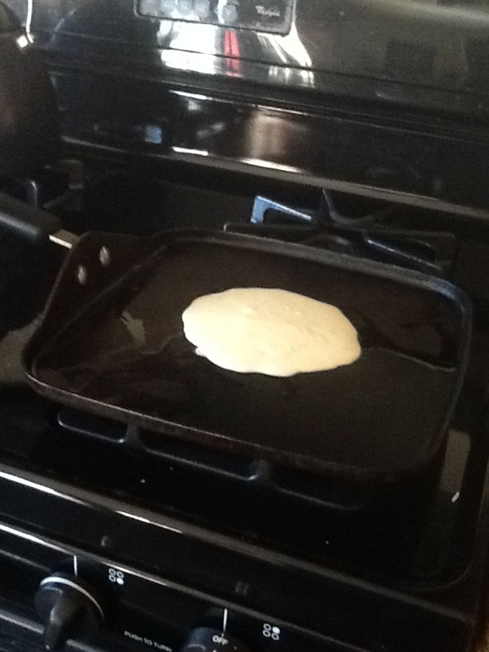 Pour on the griddle and leave for about 2 minutes ( one minute each side)