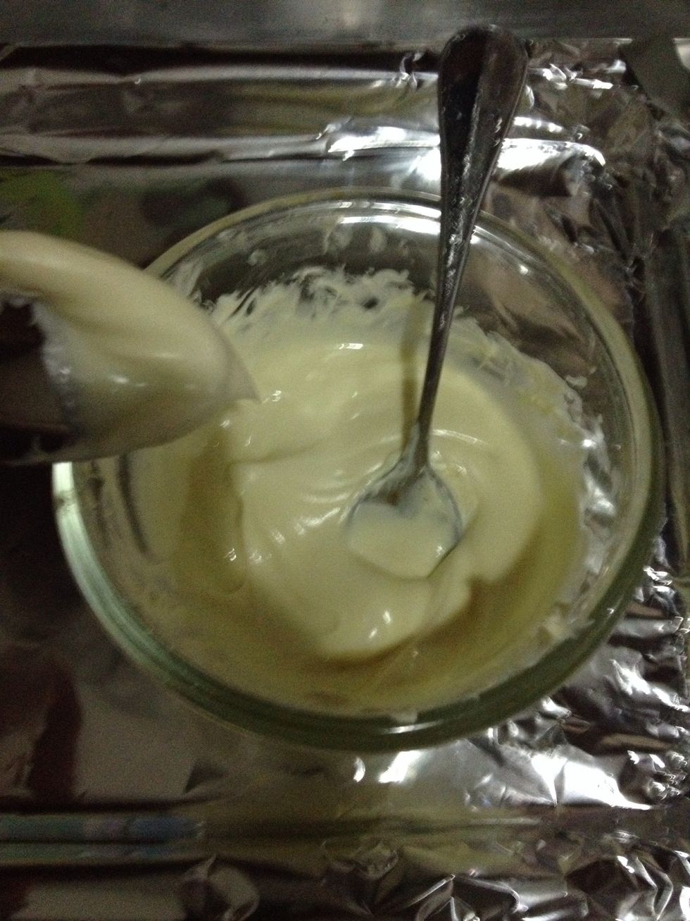 Pour on to the foil and spread evenly.