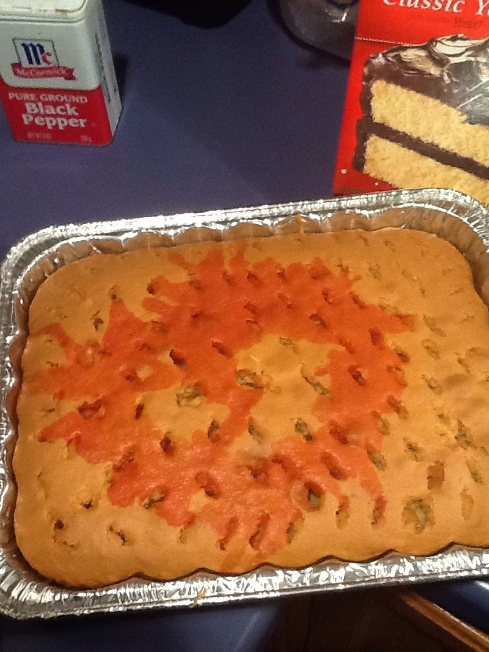 Pour on top of the cake until...