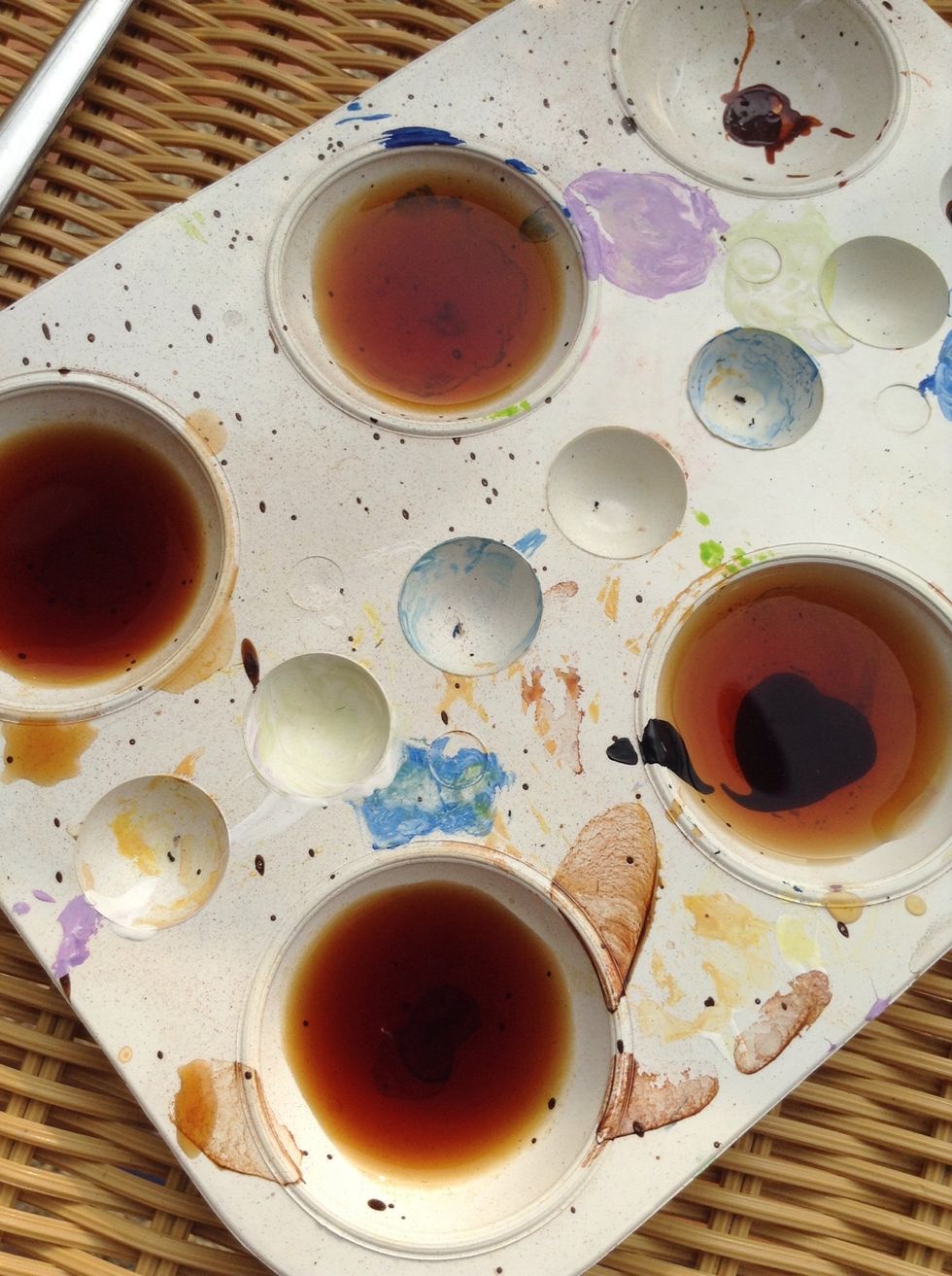 Pour one table spoon into the palette. Now you have more shades to paint with