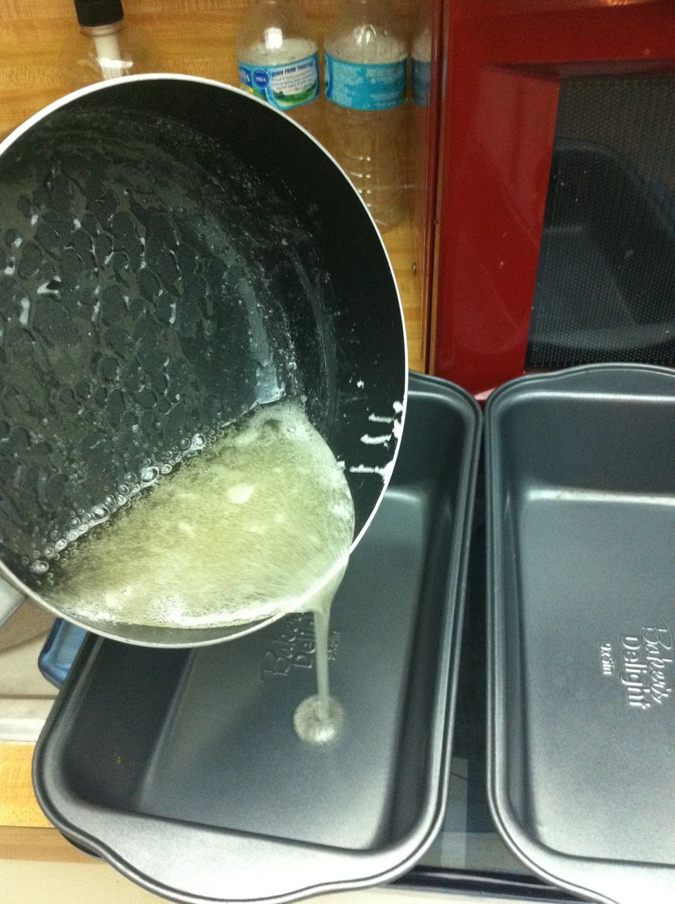 Pour onto baking container. My caramel didn't caramelize as I would like to.