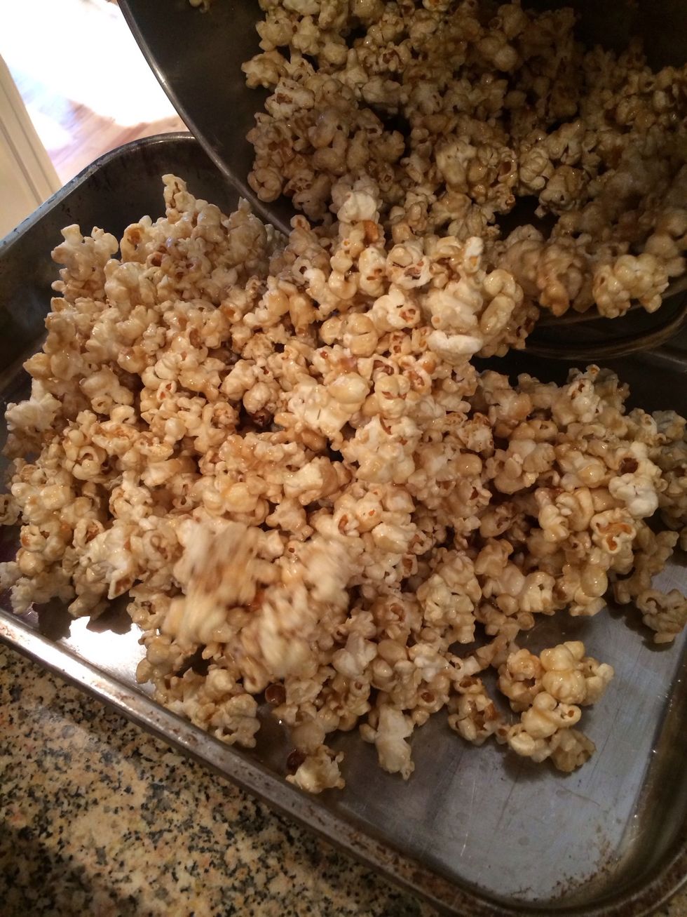 Pour onto baking tray.