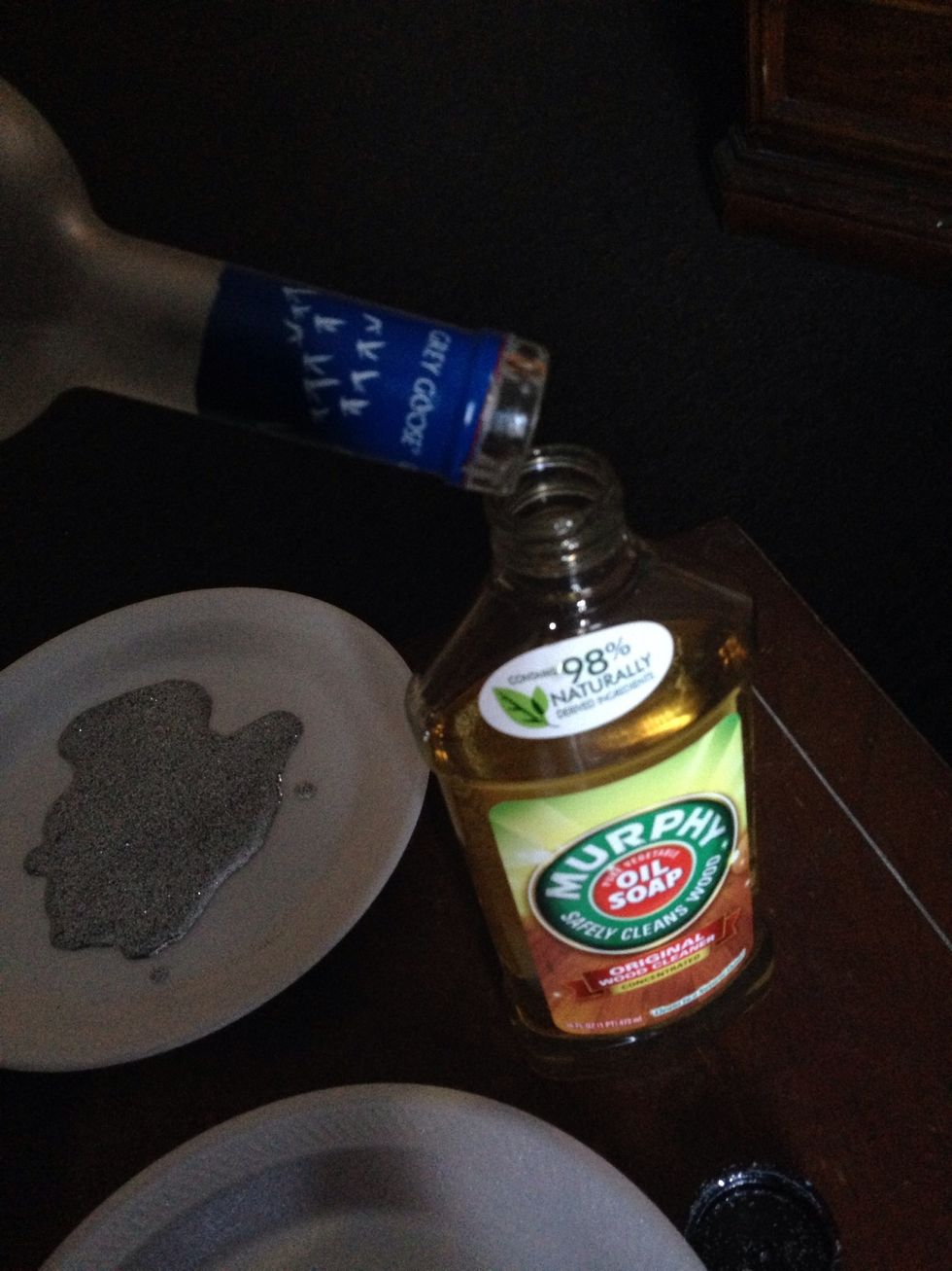 Pour out excess floor shine.