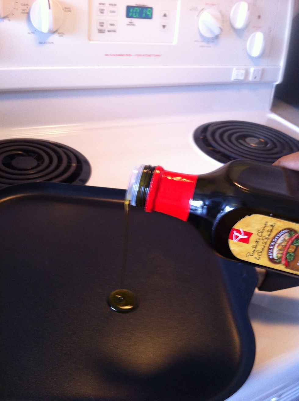 Pour out ~teaspoon full of olive oil
