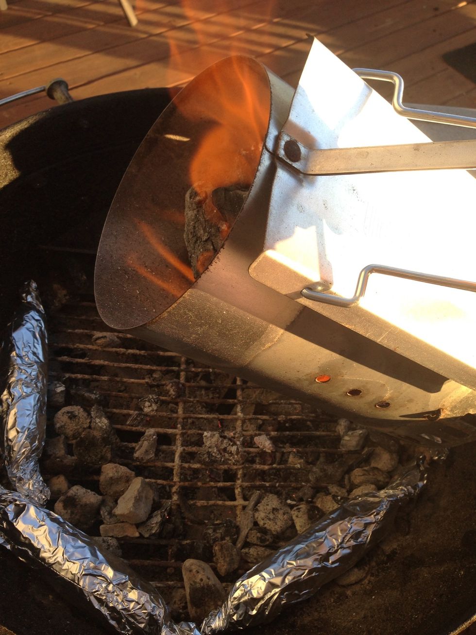 Pour out the coals once they're on fire.