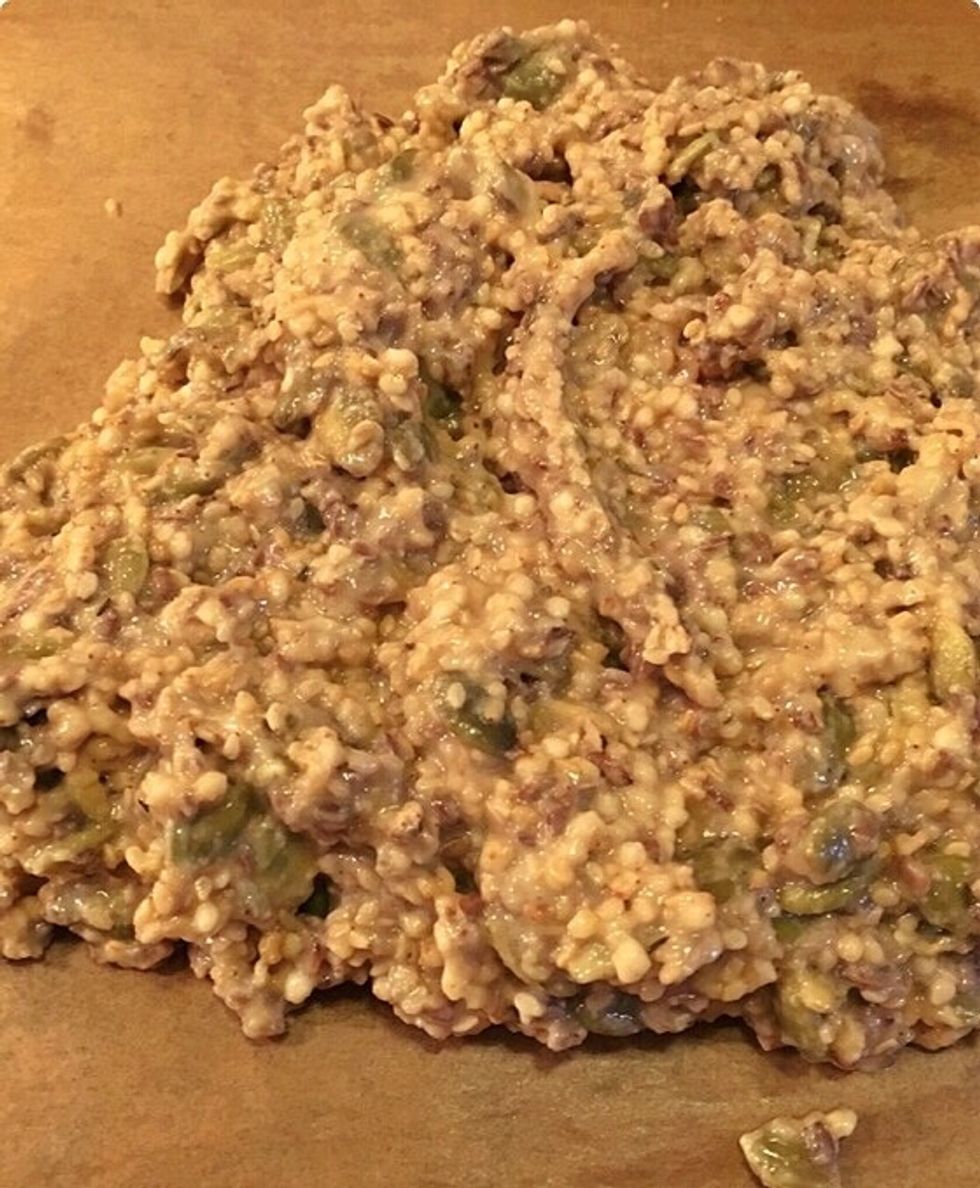 Pour out the "dough" onto parchment paper.