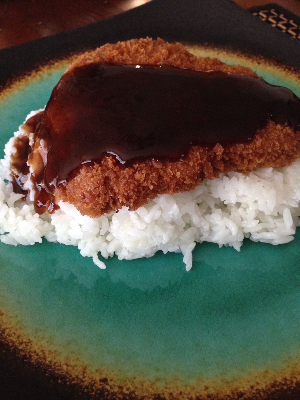 Pour over cutlet and rice